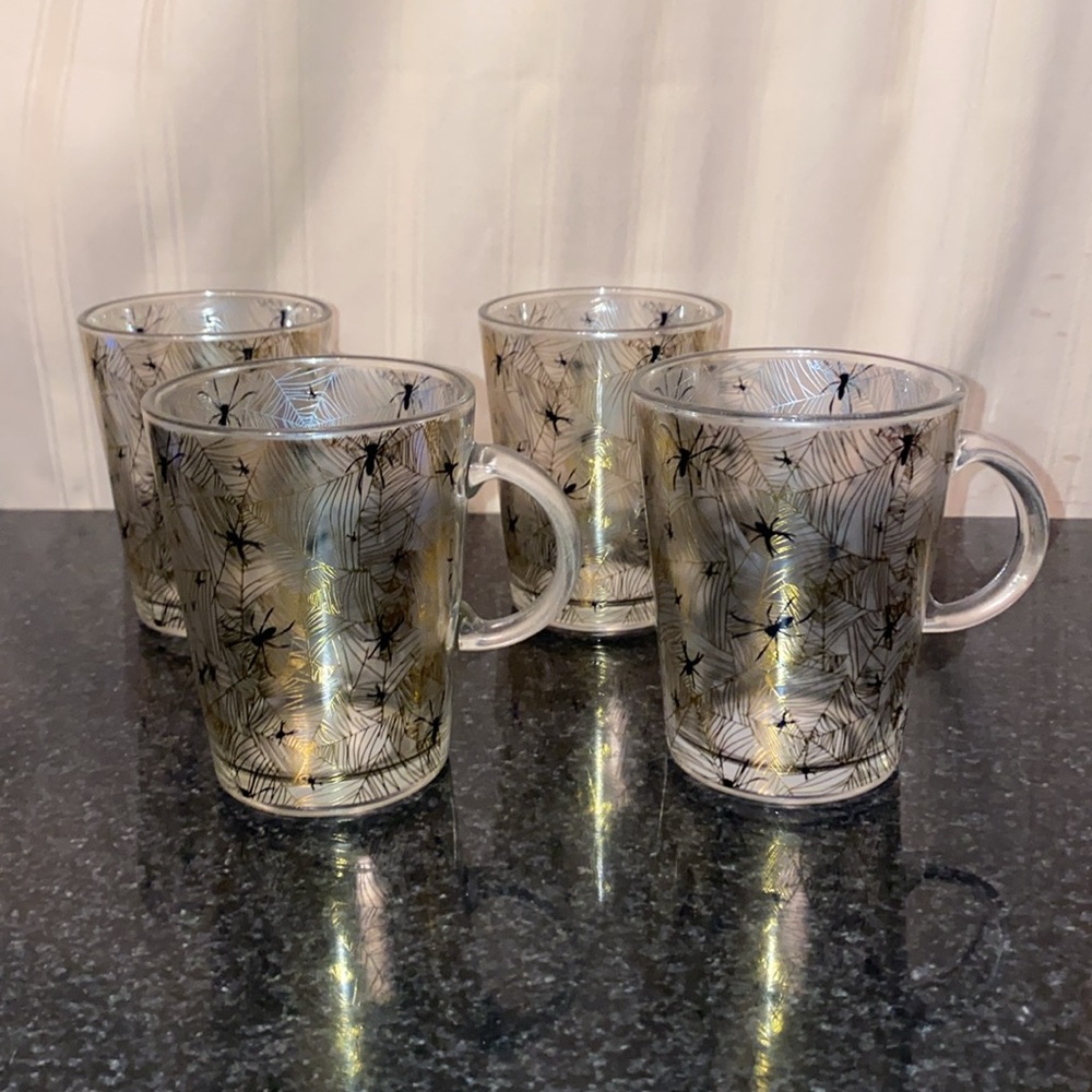 New! Spider Web Glass Mug Set